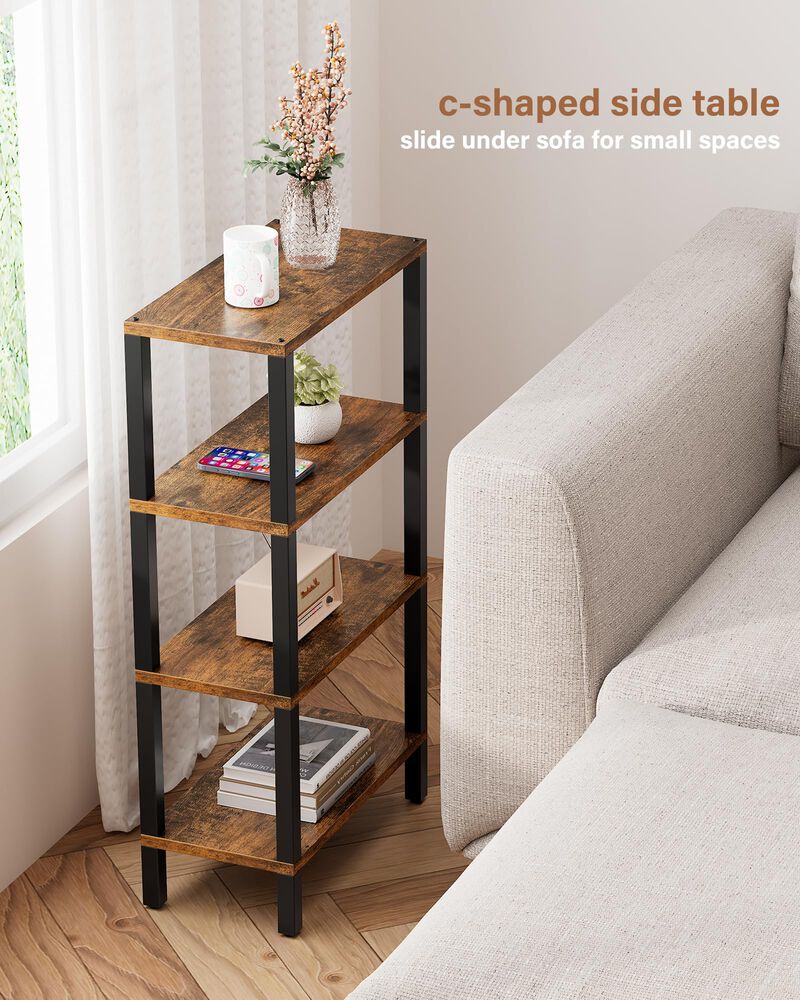 TUTOTAK Small Side Table, Narrow End Table, Skinny Sofa Table, Slim Nightstand, Couch Table, Living Room, Bed Room, Brown TB01BB