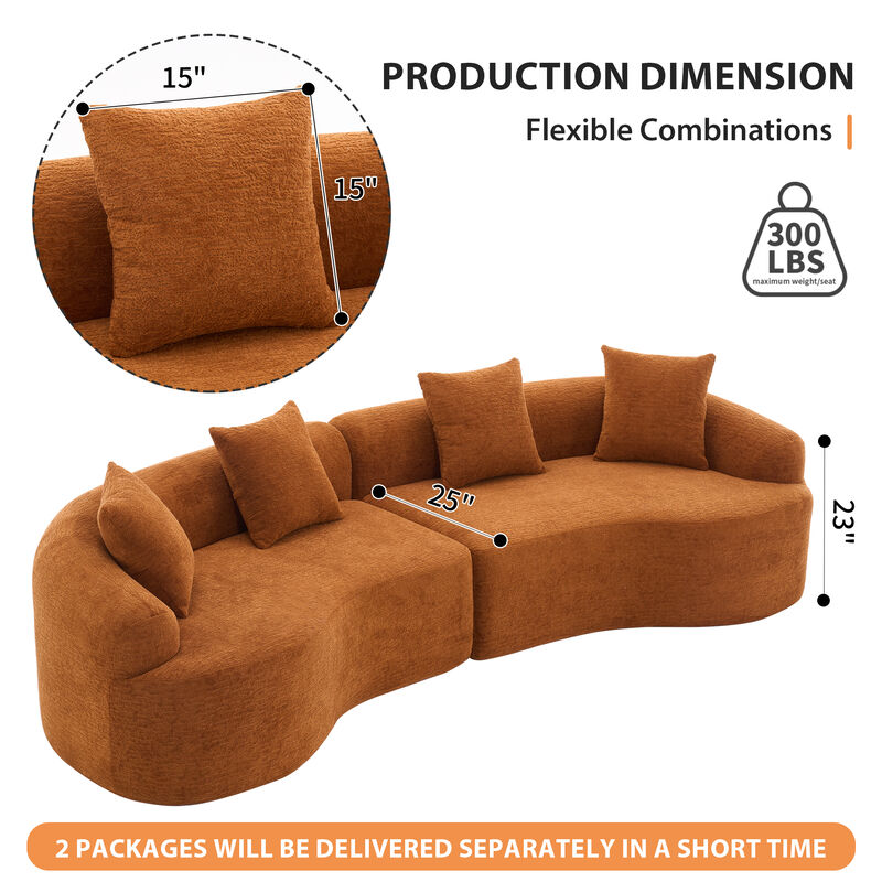 Merax Curved Boneless Sofa Couches Sleeper for Living Room