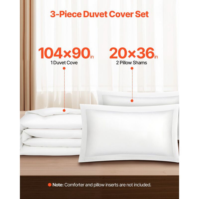 Cotton Duvet Cover Set 3 Pieces with 2 Pillow Shams, Soft Breathable Bedding Set, Zipper Closure image number 3