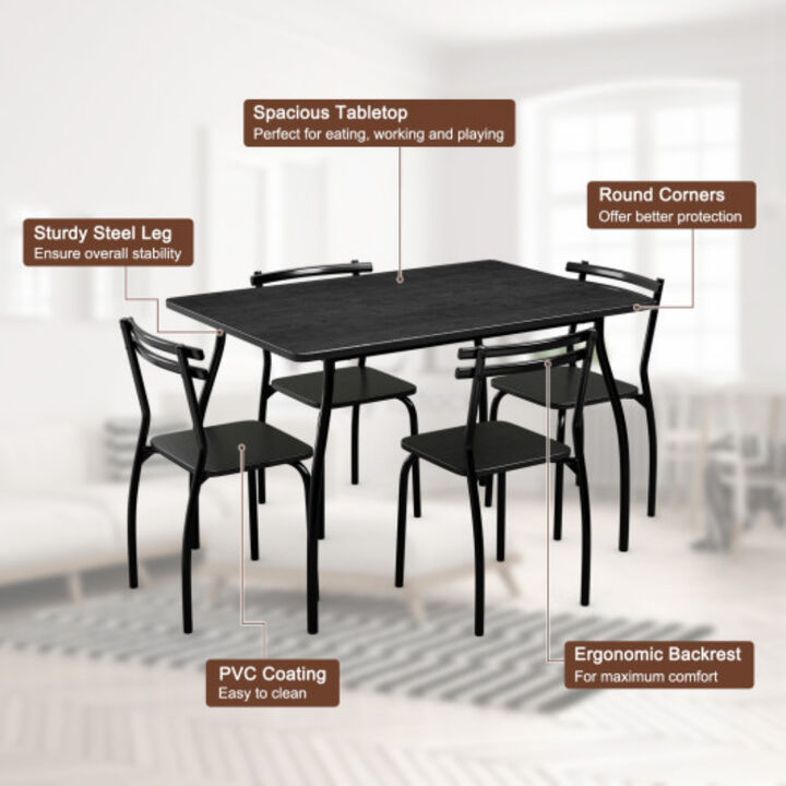 5 pcs Dining Table and Chair Set