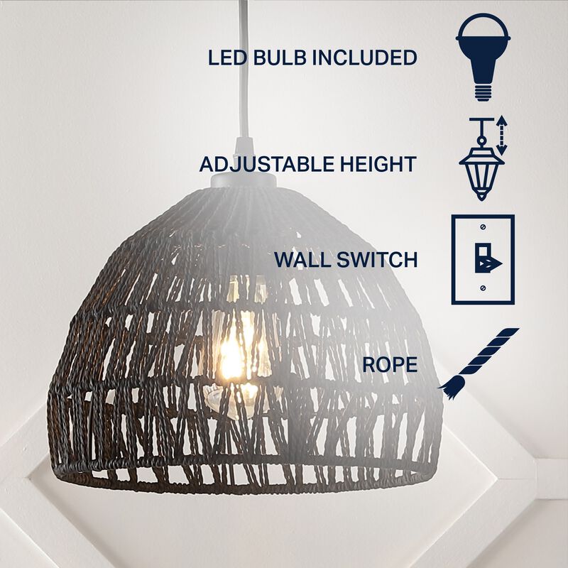 Campana 1-Light Bohemian Modern Woven Rope/Iron LED Pendant