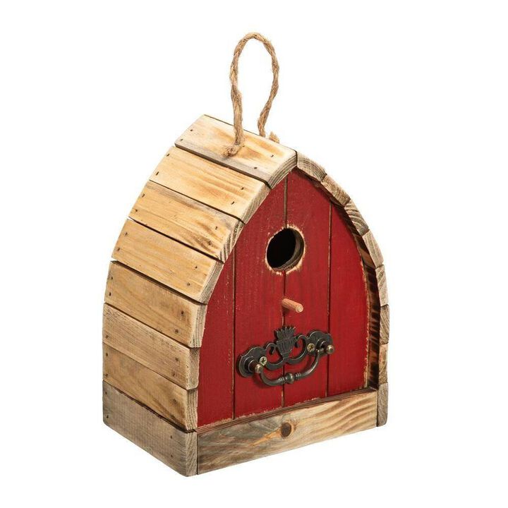 Hivvago Vintage Farmhouse Style Red Solid Wood Outdoor Birdhouse