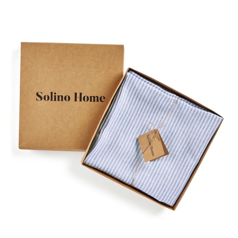 Solino Home 100% Pure Linen Round Tablecloth - Narrow Stripe