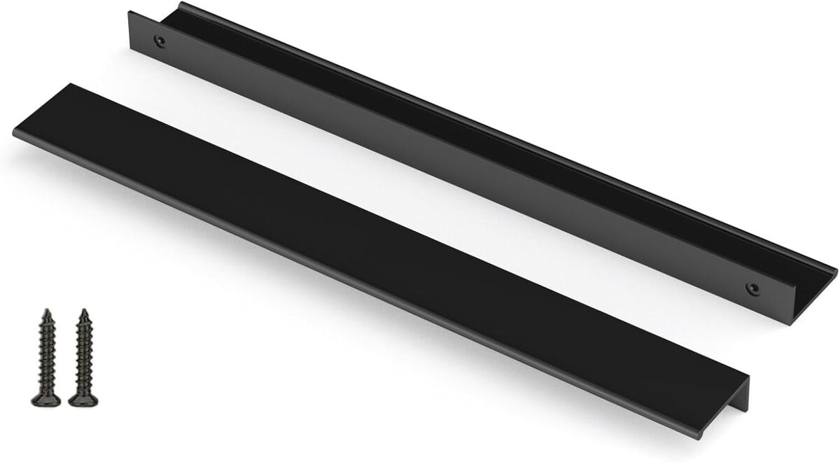Peaha 10 Pack Kitchen Cabinet Handles 18-7/8 inch Black Pulls for Dresser Drawers Door Edge Finger Pull Aluminum Alloy Hardware