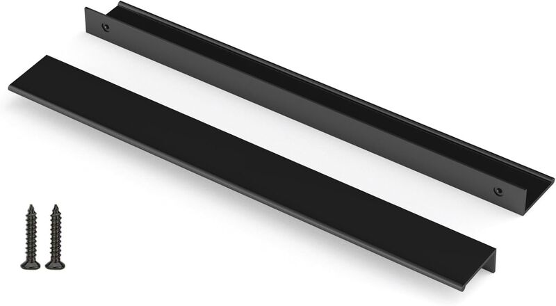 Peaha 10 Pack Kitchen Cabinet Handles 18-7/8 inch Black Pulls for Dresser Drawers Door Edge Finger Pull Aluminum Alloy Hardware