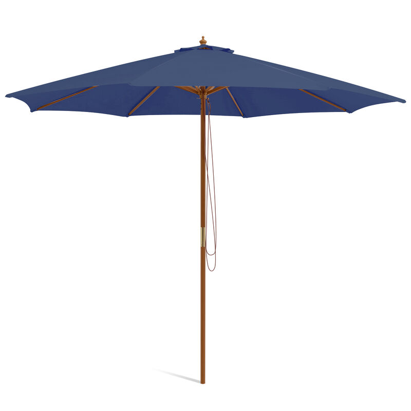 Patio Umbrella with 8 Wooden Ribs and 3 Adjustable Heights