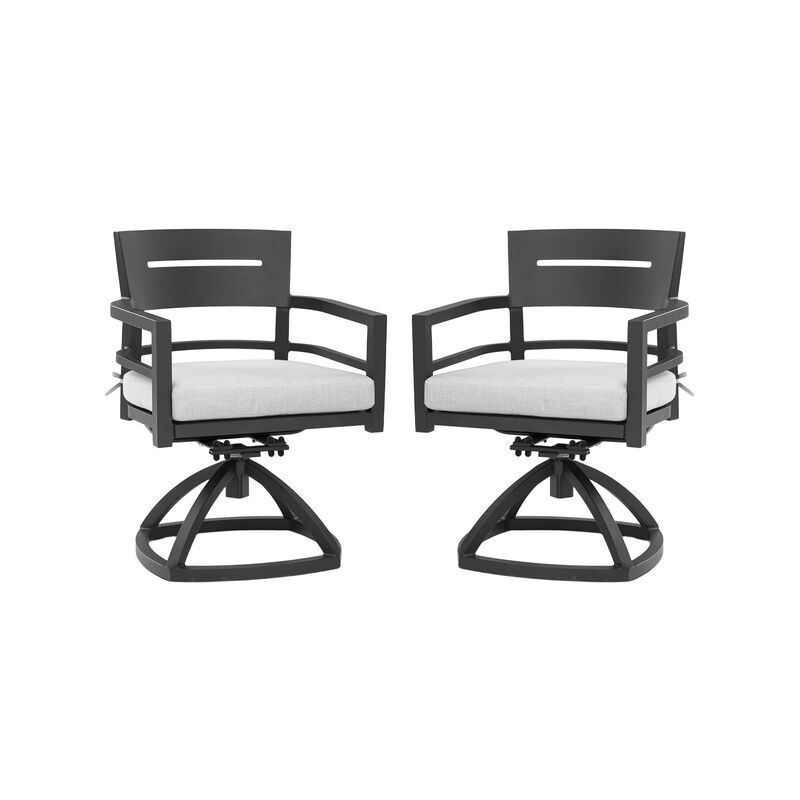 Mondawe 2 Pieces Outdoor Patio Aluminum Swivel Rocker Chairs with Outdoor-grade Sunbrella Fabric Cushions, Ember Black