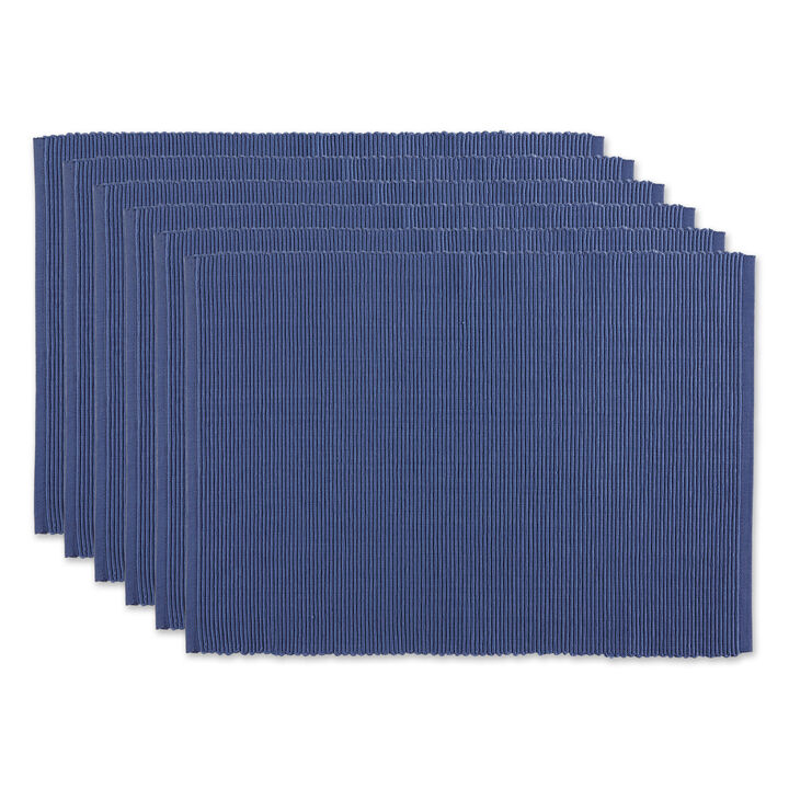 Set of 6 French Blue Ribbed Placemat  19"