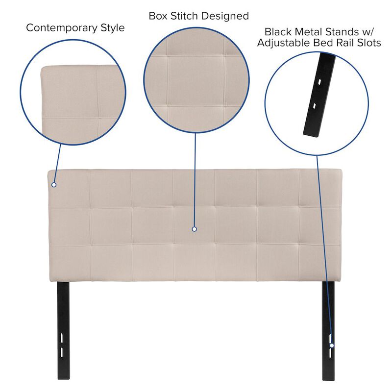 Flash Furniture Tufted Upholstered Full Size Headboard in Beige Fabric image number 1