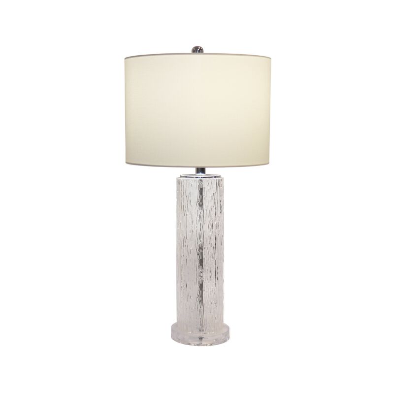Pasargad Home Modern Textured Glass Table Lamp with White Drum Shade