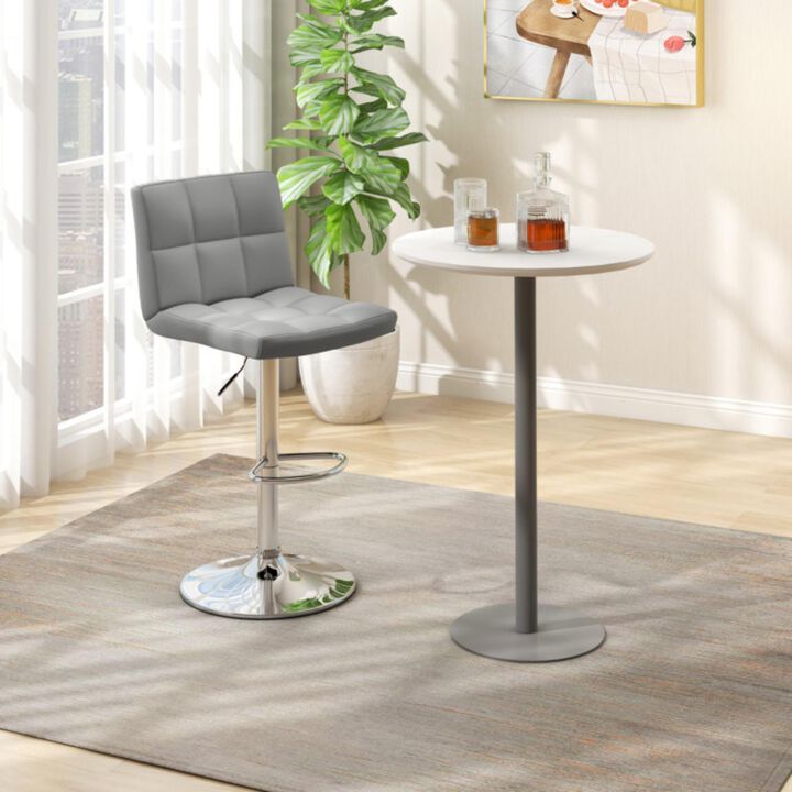 Hivvago Armless PU Leather Bar Stool with Adjustable Height and Swivel Seat
