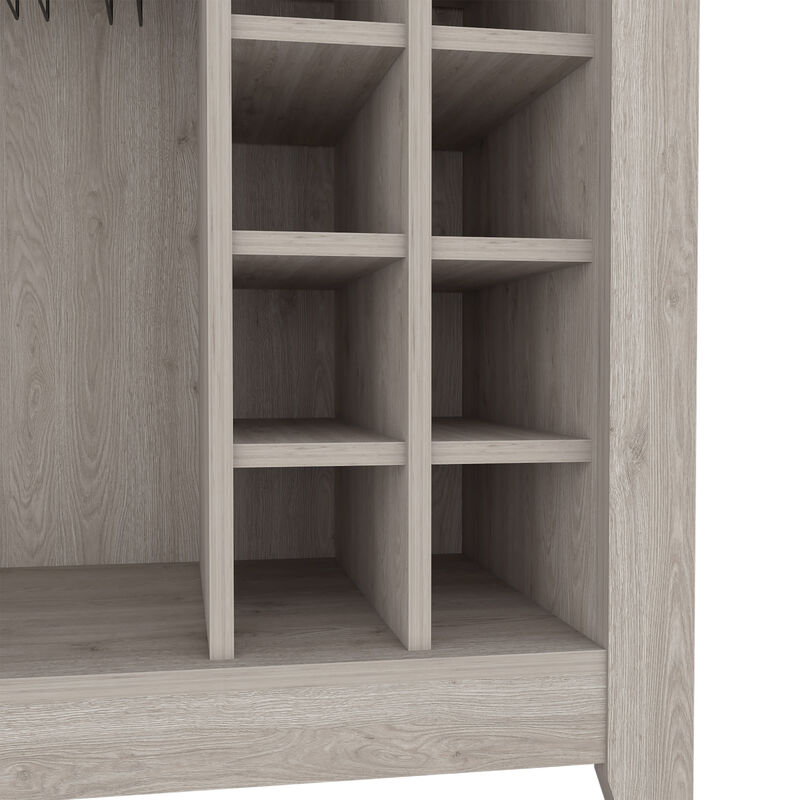 DEPOT E-SHOP Mojito Bar Cabinet, Six Built-in Wine Rack, One Open Drawer, One Open Shelf, Light Gray