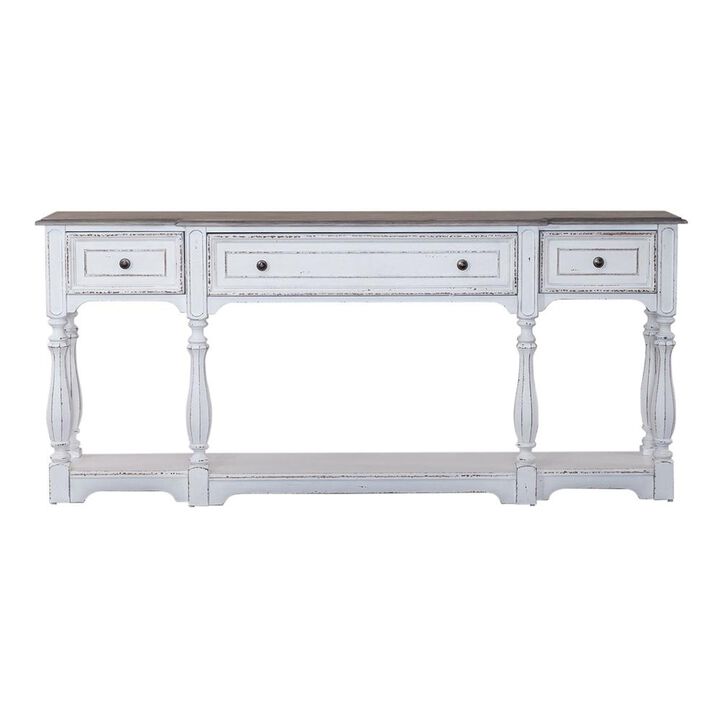 Liberty Furniture Magnolia Manor 72 Inch Hall Console Table in Antique White