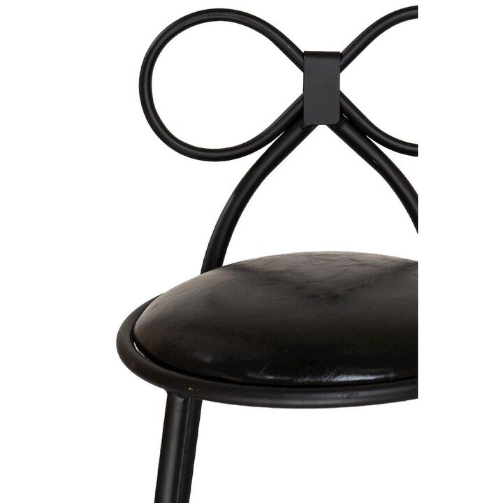 Set Of 4 Metal Kids Bow Chair With Black Vinyl Seat Cushion