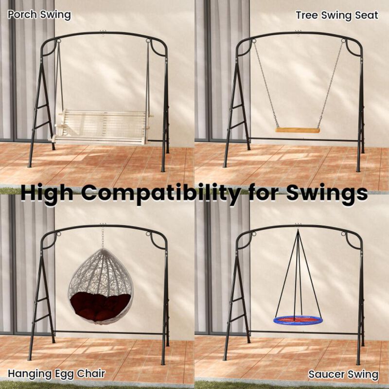 Hivvago Outdoor Metal Swing Stand with 4 Support Bars and 2 Hanging Ways