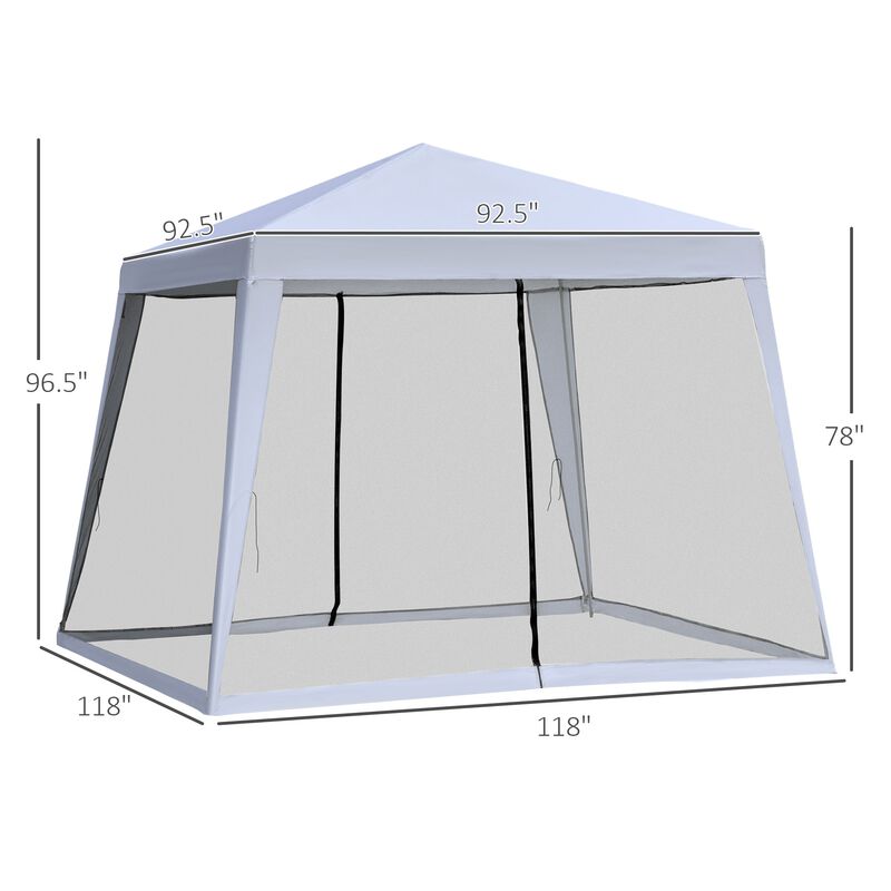10'x10' Outdoor Party Tent Canopy with Mesh Sidewalls, Patio Gazebo Sun Shade Screen Shelter, Grey image number 3