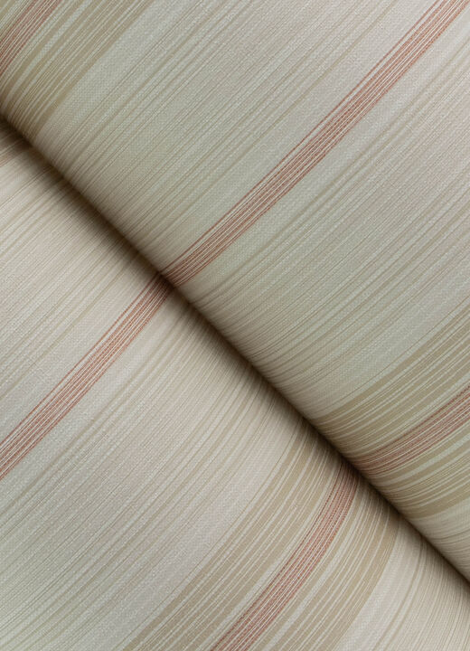 Ames Red Linen Stripe Wallpaper