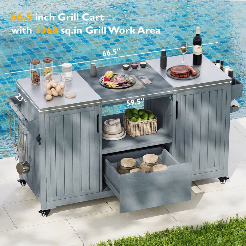 Merax Outdoor Kitchen Island for Big Green Egg Grills