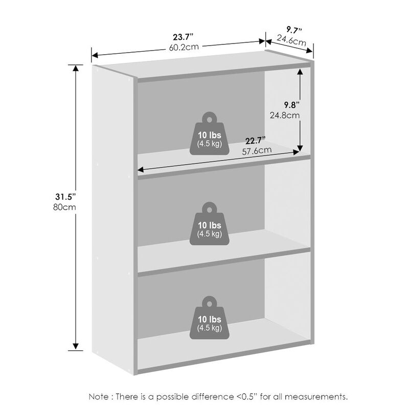 Simple Open Shelf, Bookcases, 3-Tier, Americano