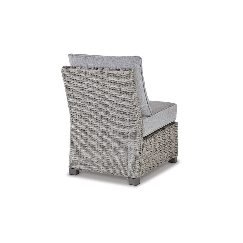 24 Inch Outdoor Accent Chair, Gray Cushions and All Weather Resin Wicker-Benzara