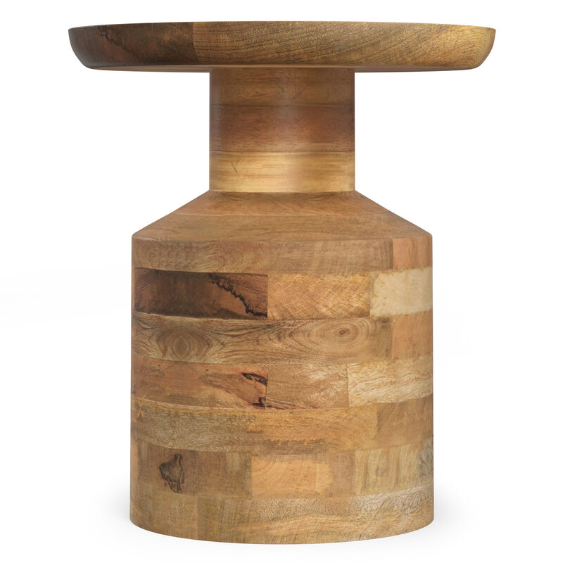 Haynes 16 inch Wide Solid Mango Boho Accent Table in Natural, Assembled