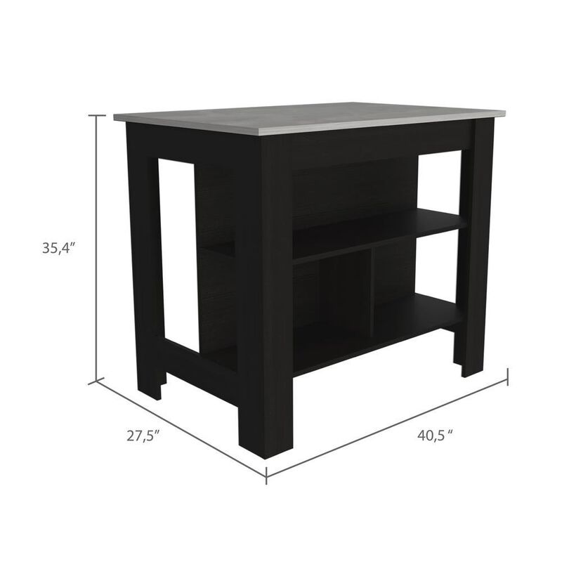 Delos Kitchen Island - Black/Ibiza Marble