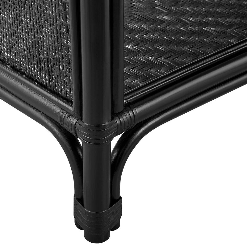 Modway Celeste Tall Arched 67 Inch Wood and Natural Rattan Bookcase in Black &ndash; Tall Open Back Bookshelf with 6 Shelves for Living Room, Bedroom, Office image number 7