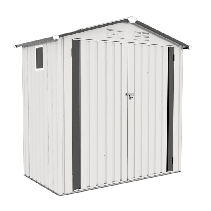 6X3.6FT Metal Outdoor Storage Shed with Peaked Roof