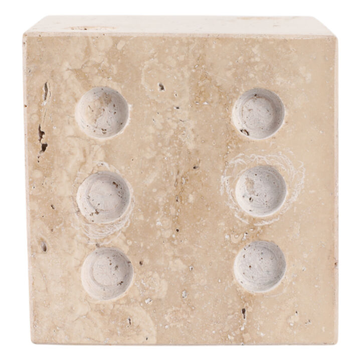4" Travertine Dice, Tan