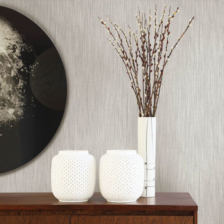 Chiniile Grey Linen Texture Wallpaper (Set of 2)