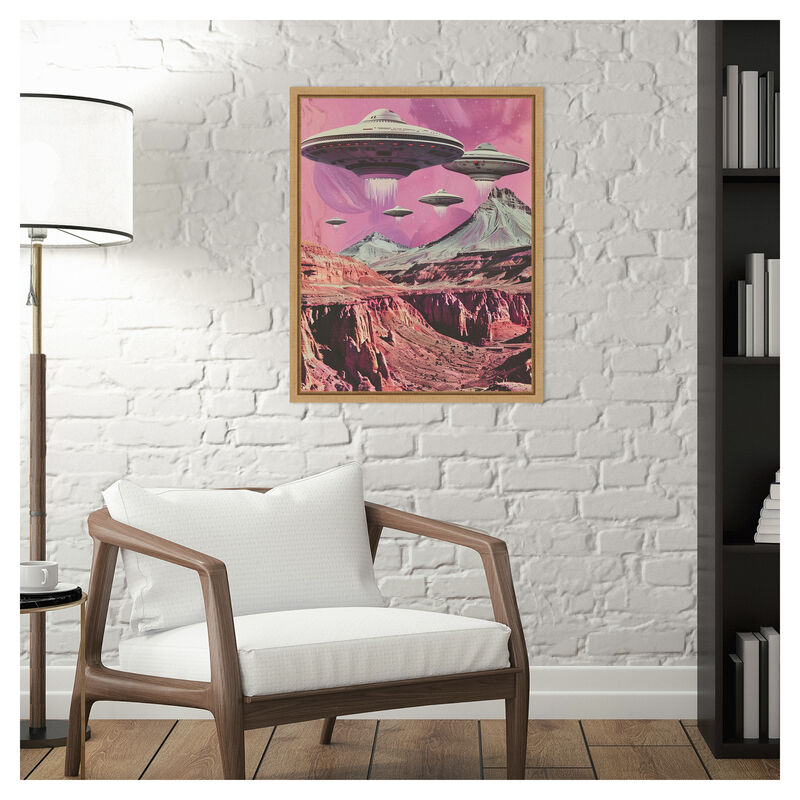 UFOs Canyon Landing by Samantha Hearn Framed Canvas Wall Art