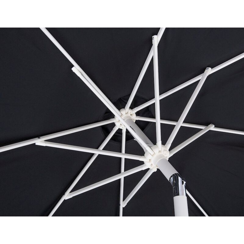 Meridian Furniture Amalfi Black With Cream Piping / Matte Black Metal Patio Umbrella with Base Sets