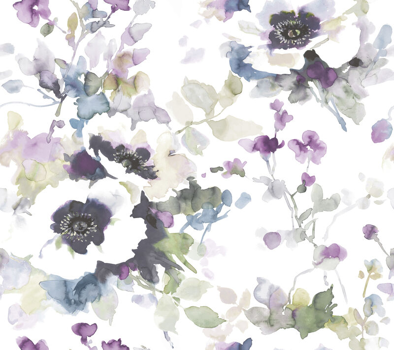 Garden Anemone Lilac & Green Peel & Stick Wallpaper image number 0