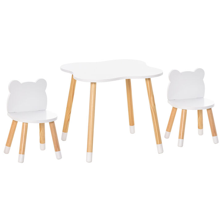 Kids Table and Chair Set for Art, Meals, Lightweight Wood Homework Center, White