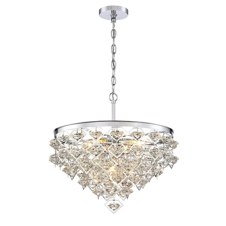 20"D 5-light Modern Luxury Chrome Crystal Chandelier For Living Room, Dining Room, Foyer