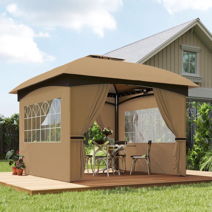 Hivvago 11x11 Double Tier Gazebo with Church Windows