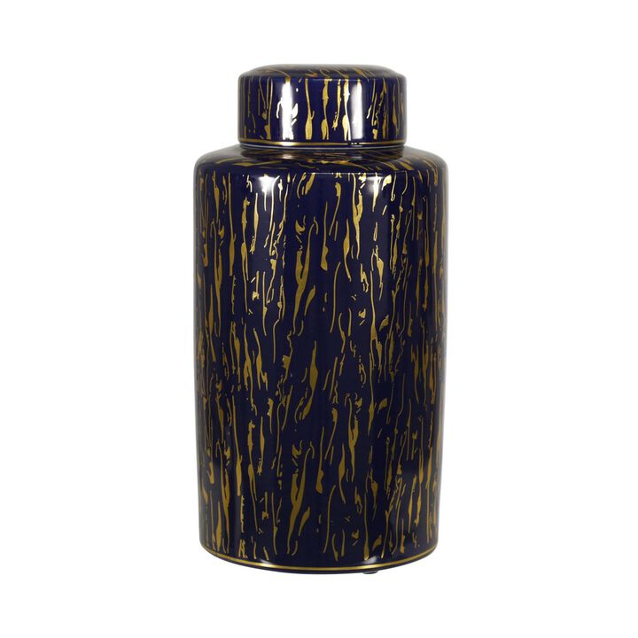 Jar with Lid Closure and Abstract Line Pattern, Gold-Benzara