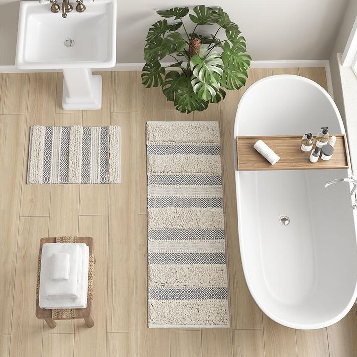 INK+IVY Woven Texture Stripe Bath Rug