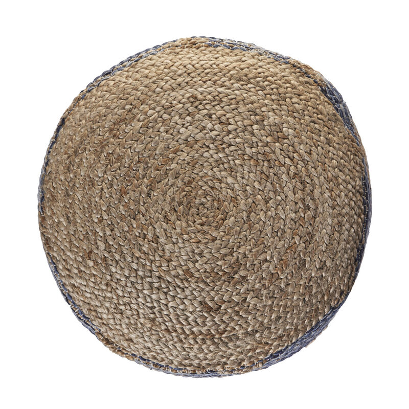 Round Jute Ottoman Pouf for Living Room Seating and Natural Home Decor