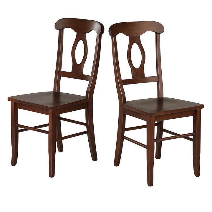 Ergode Renaissance 2-Piece Chair Set | Carved Keyhole Backs | Solid Wood | Walnut Finish | Comfortable Contoured Seats | Dining or Occasional Use | Assembly Required (94208-VV)