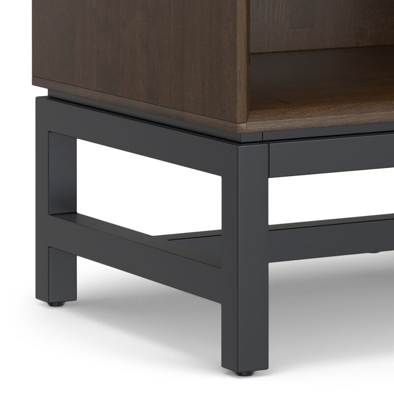 Banting SOLID HARDWOOD 20 inch Wide Industrial Mid Century Nightstand in Walnut Brown