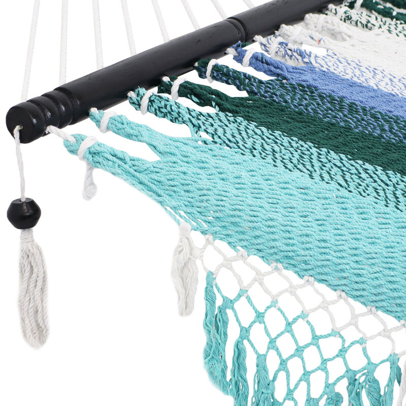 Sunnydaze Large Woven Hammock with Spreader Bar and Fringe