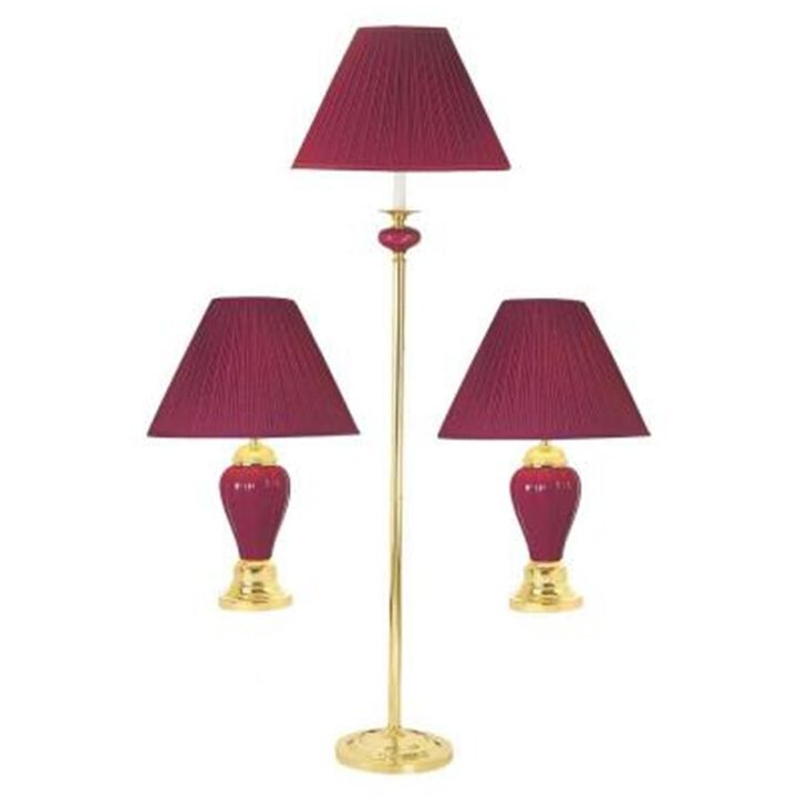 ORE International   Ceramic & Brass Table Plus Floor Lamp Set Of 3