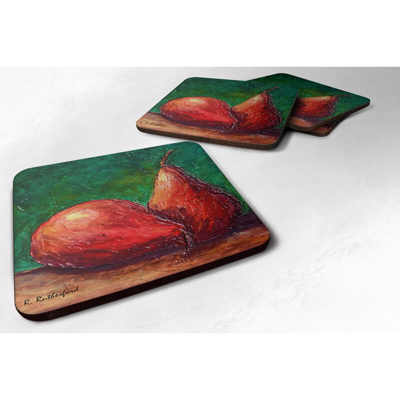 Caroline's Treasures RDR2008FC Pears Foam Coasters (Set of 4), 3.5 H x 3.5 W, Multicolor image number 0