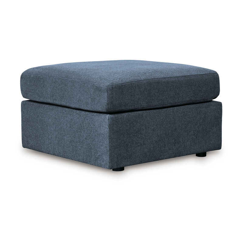 Meso Oversized Square Ottoman, Ink Blue Nuvella Polyester, 32 Inch - Benzara