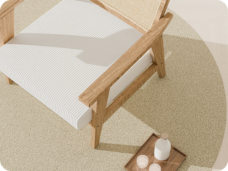 BELLEZE Mid-Century Modern Cane Back Accent Chair, Natural Wood Armchair with Upholstered Seat, Boho Lounge Chair for Living Room, Bedroom, or Office, Comfortable Padded Seat with Minimalist Design