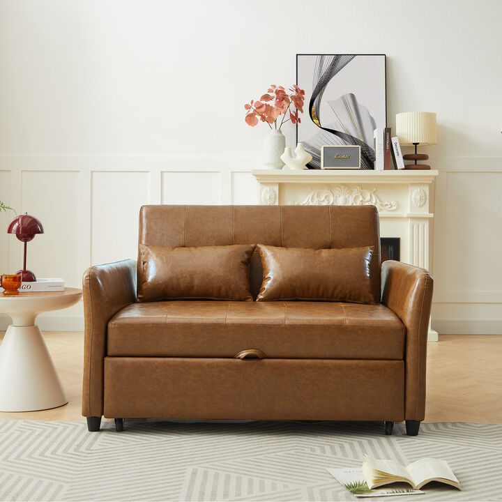 Merax Convertible PU Loveseat Sleeper Sofa Bed