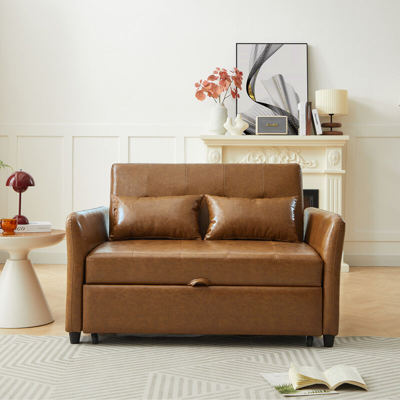 Merax Convertible PU Loveseat Sleeper Sofa Bed