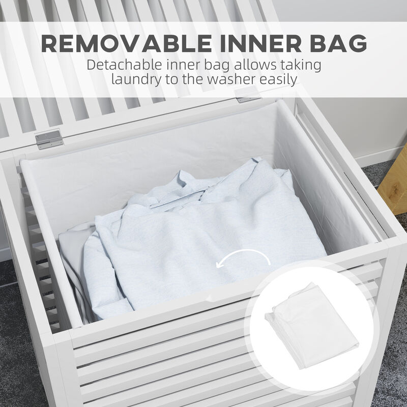 Hivvago Large Bamboo Laundry Hamper with Removable Liner image number 4