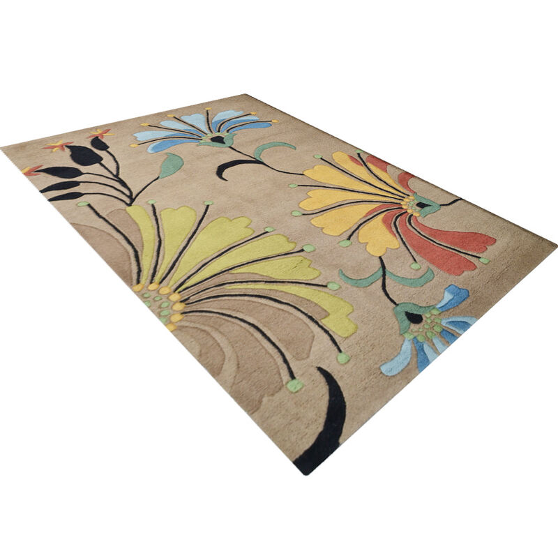 RUGSOTIC CARPETS HAND TUFTED WOOL ECO-FRIENDLY AREA RUGS  - Rectangle Shape, Size, Floral Modern Design, High Pile Thick Handmade Anti Skid Area Rugs for Living Room, Bed Room (K00219) image number 2
